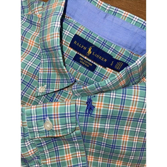 Polo Ralph Lauren Other - Ralph Lauren 100% Cotton Stretch Shirt Men L Colorful Plaid Long Sleeve Preppy